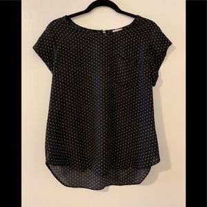 Black with white polka dot blouse
